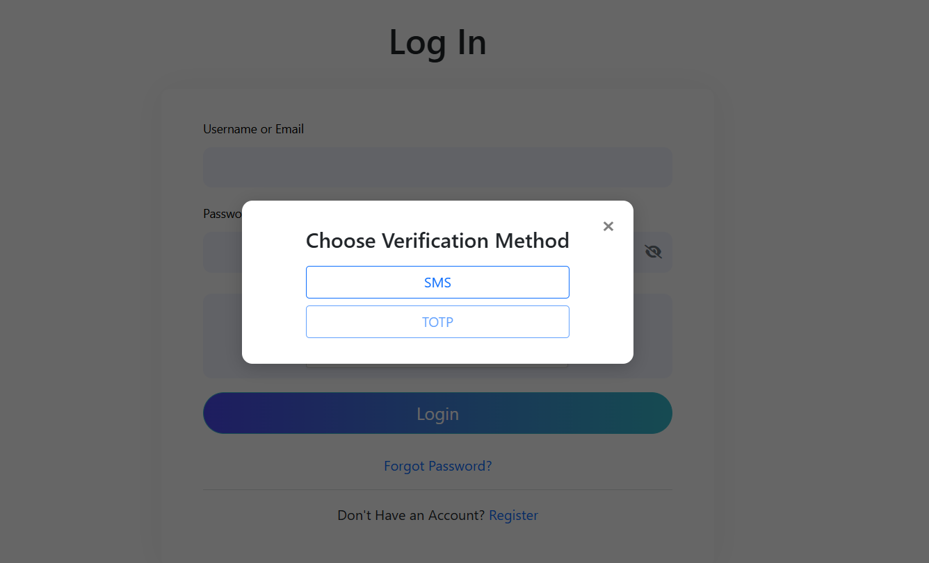 Select method for OTP Page