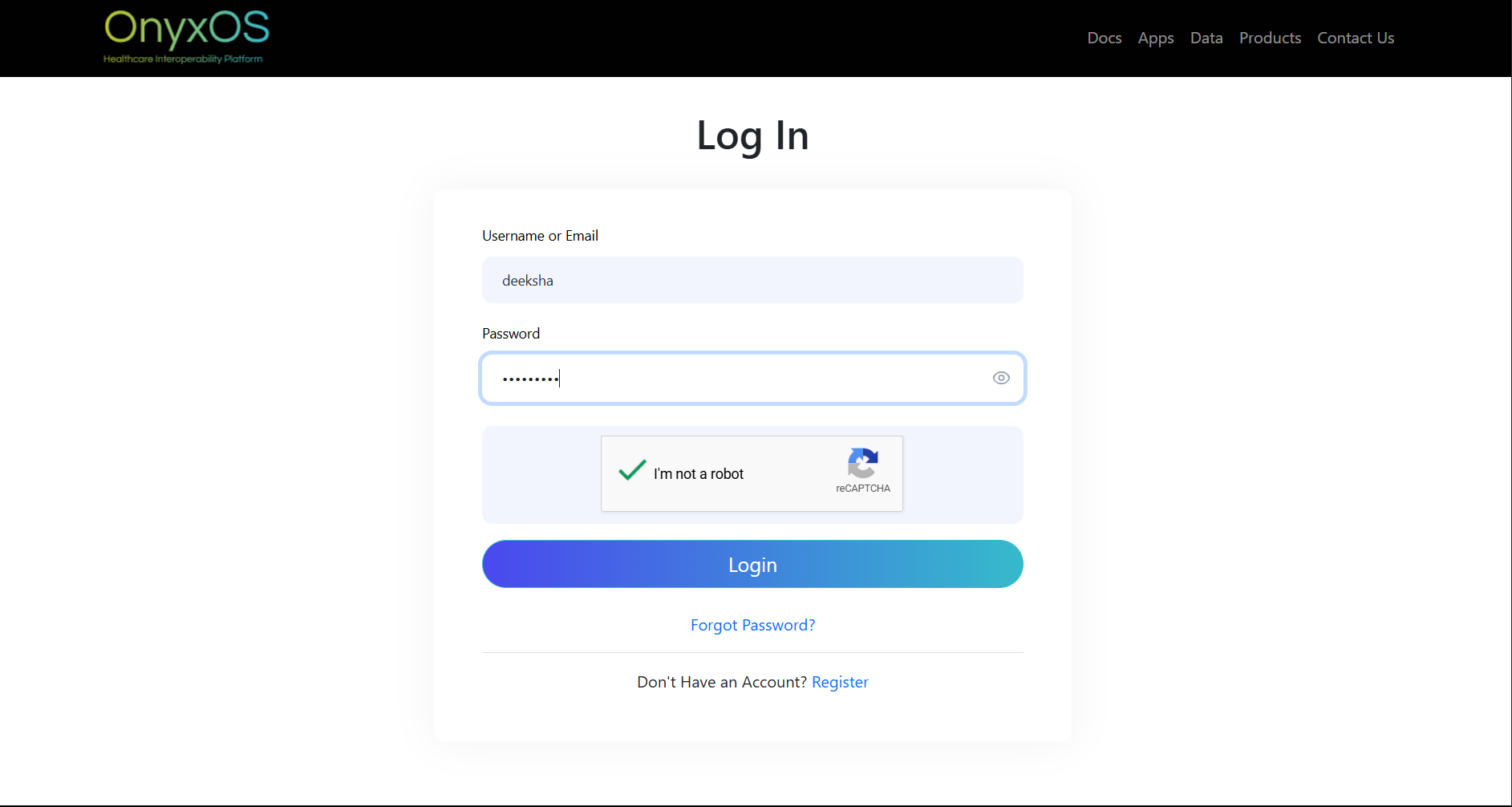 Login page