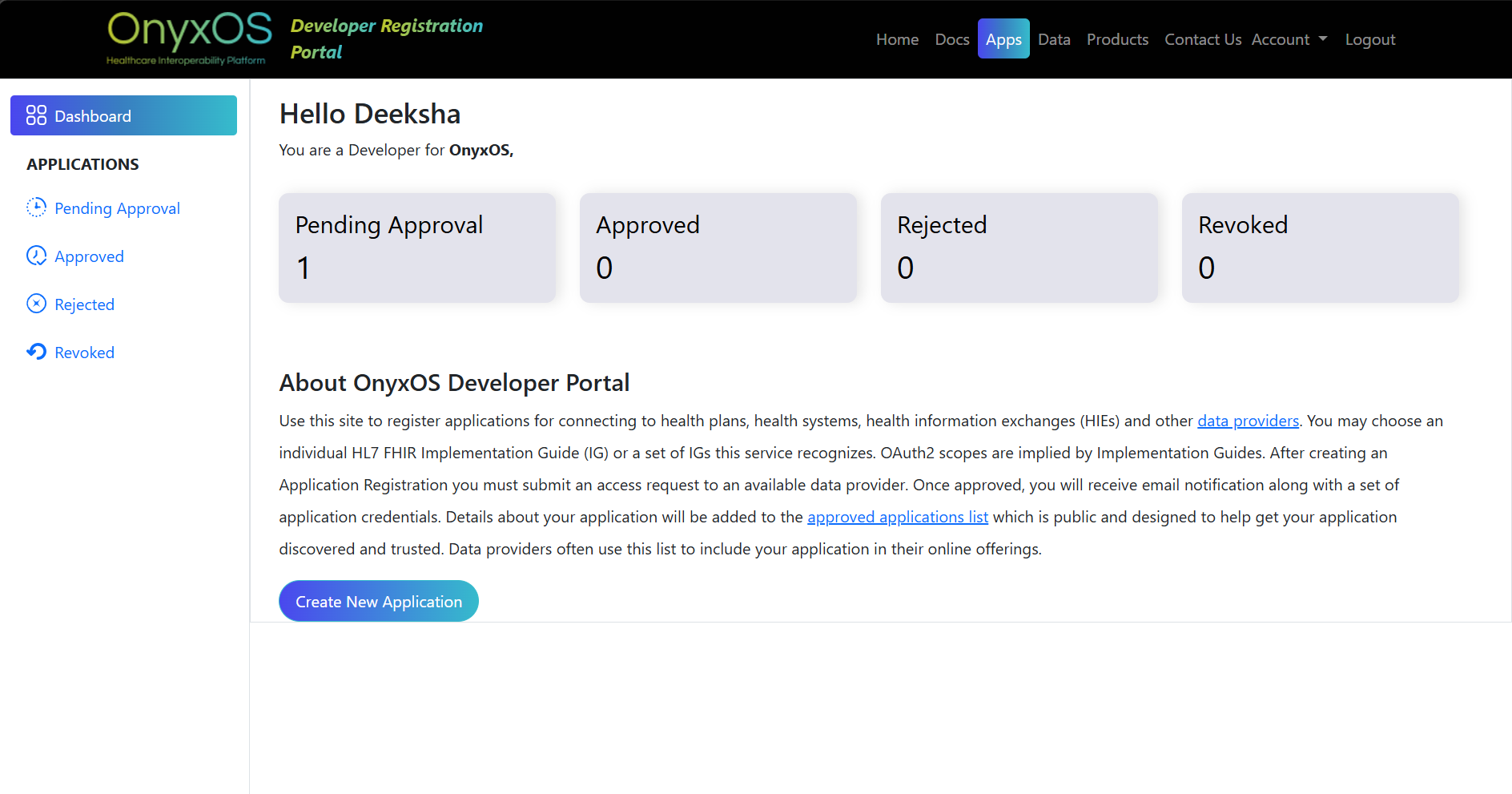 Dashboard after login