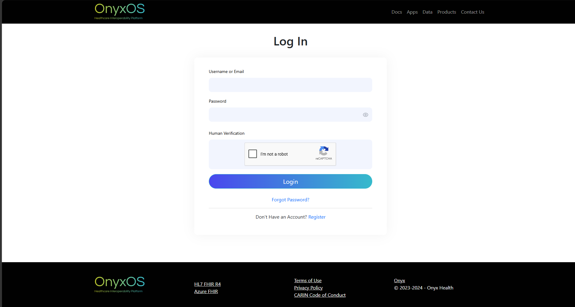 Login page