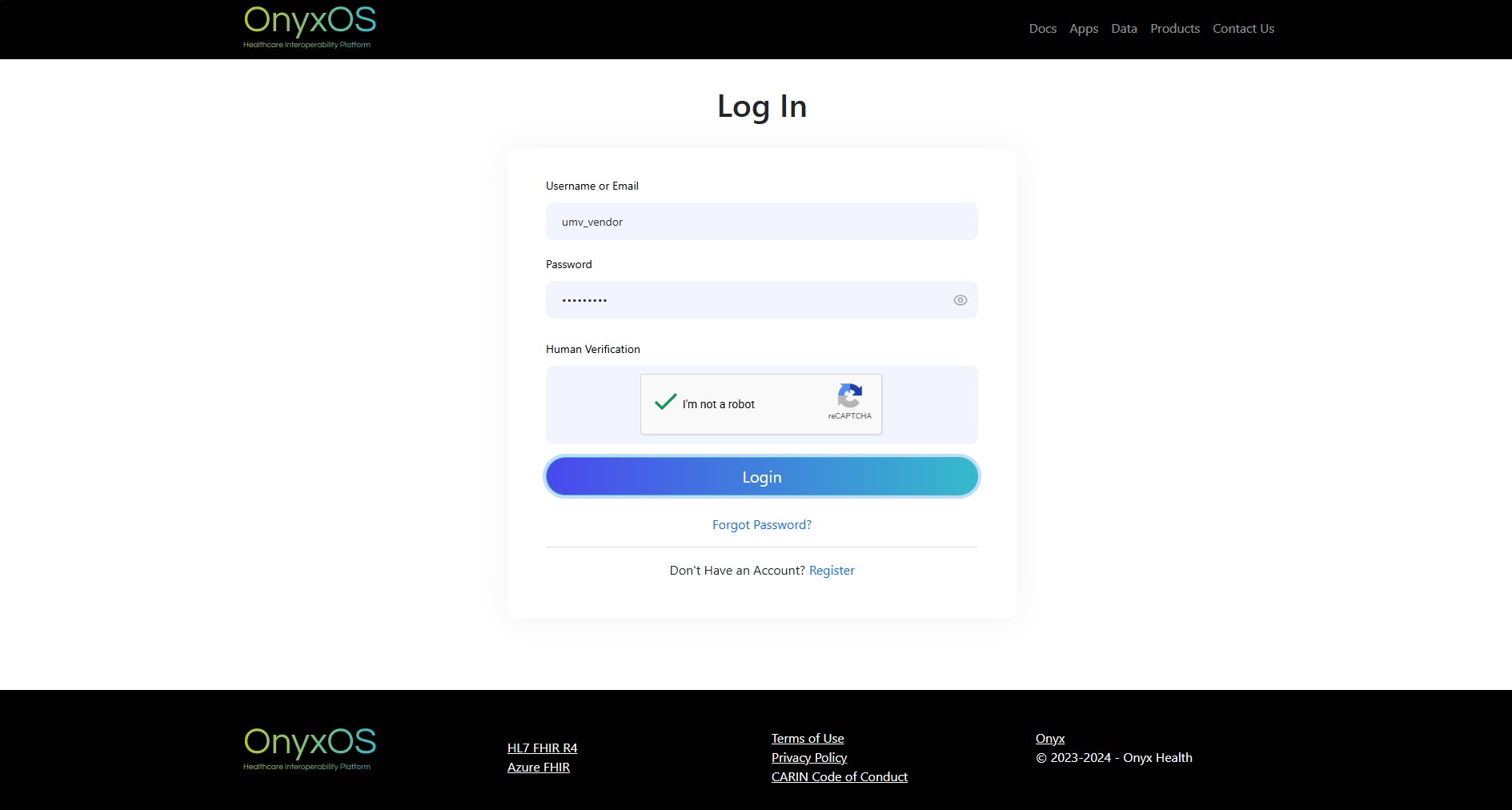 Enter credentials