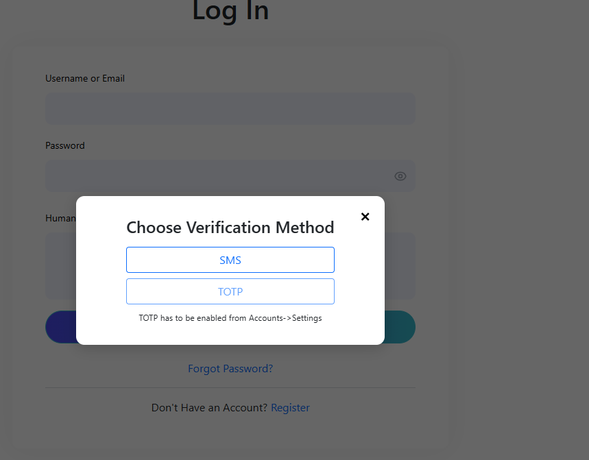 Choose verification method