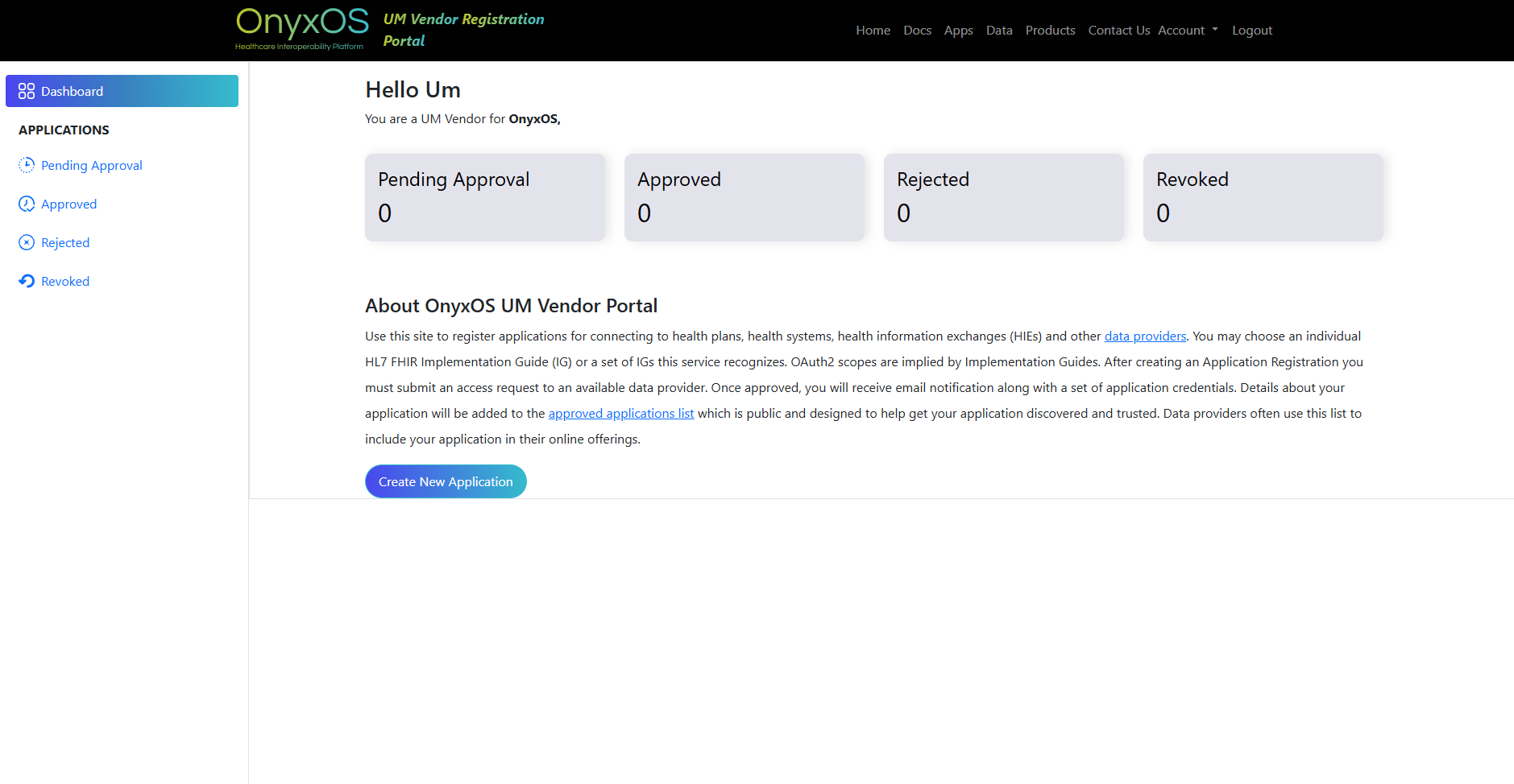 Dashboard after login