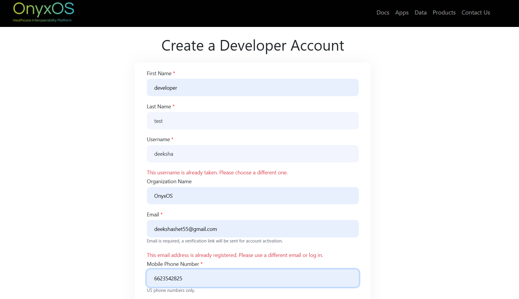 Inline username and email validation