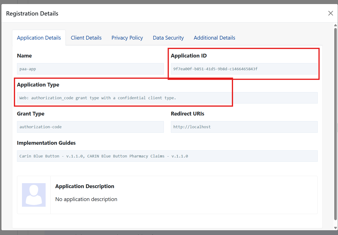 Application ID and Type set automatically