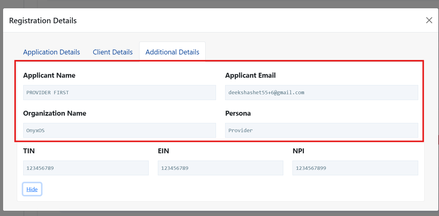 Additional Details panel